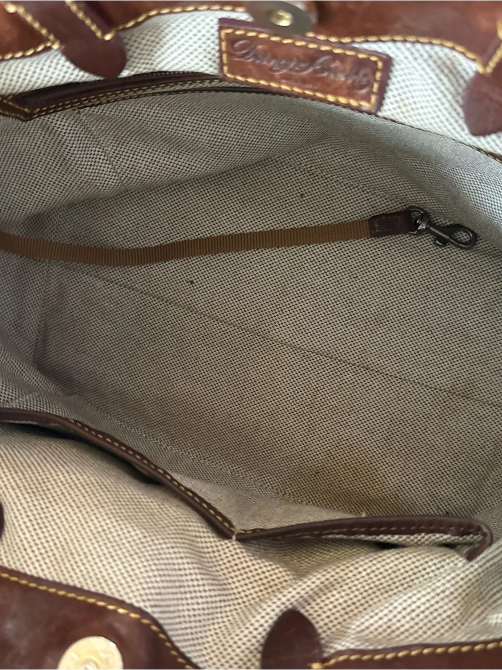 Dooney & Bourke Brown Florentine Large Zip Barlow